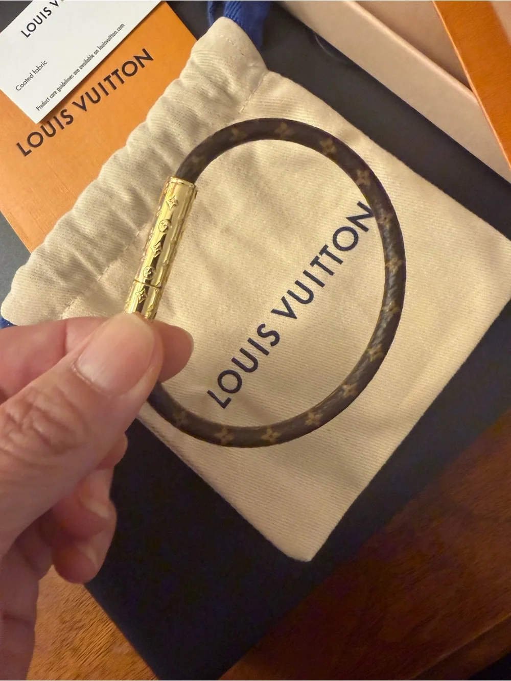 Louis Vuitton Brown Monogram Bangle with Gold-Tone Clasp